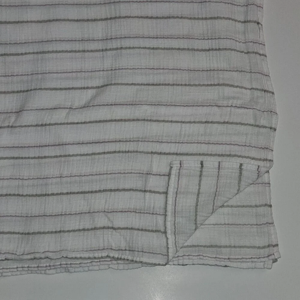 Aden & Anais White Purple Gray Stripe Muslin Cotton Swaddle Blanket Baby Lovey